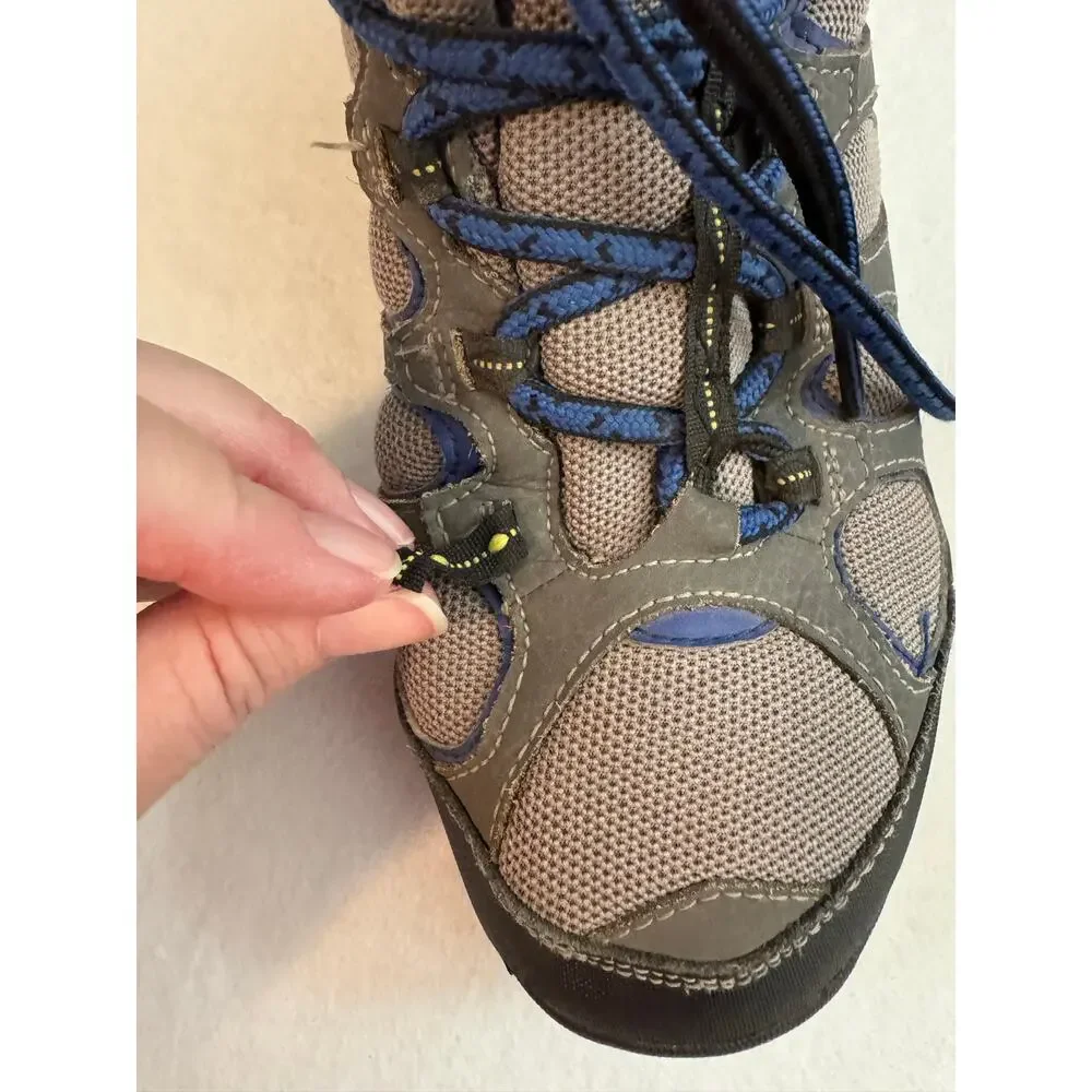 Merrell Boys Hilltop Ventilator Mid Waterproof Hiking Boots 6.5 Gray Blue